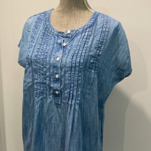 J Jill Denim Short Sleeve Relax fit top medium fit - Picture 6 of 14